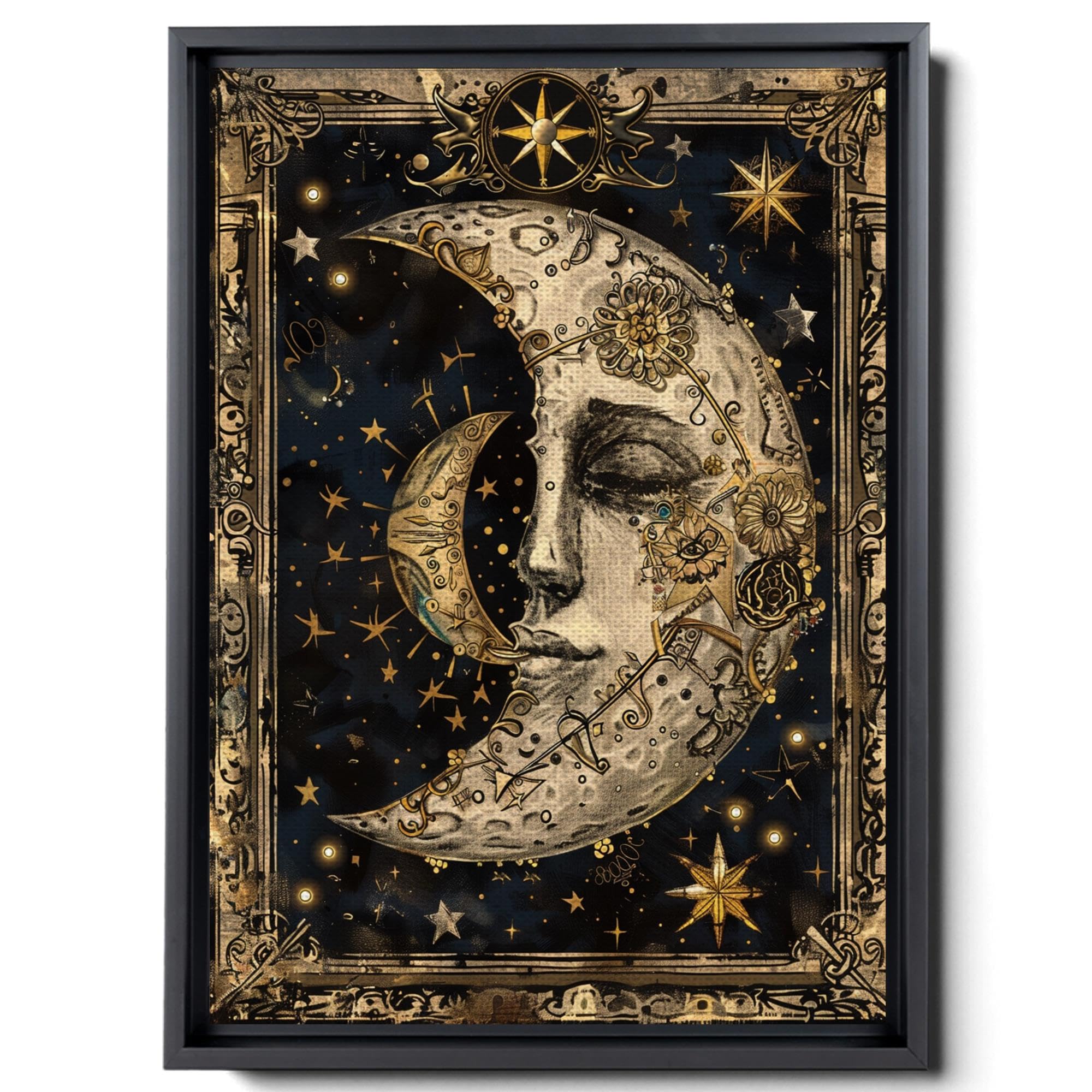 Amazon.com: The Moon Crescent, Vintage Celestial Wall Art, Moody